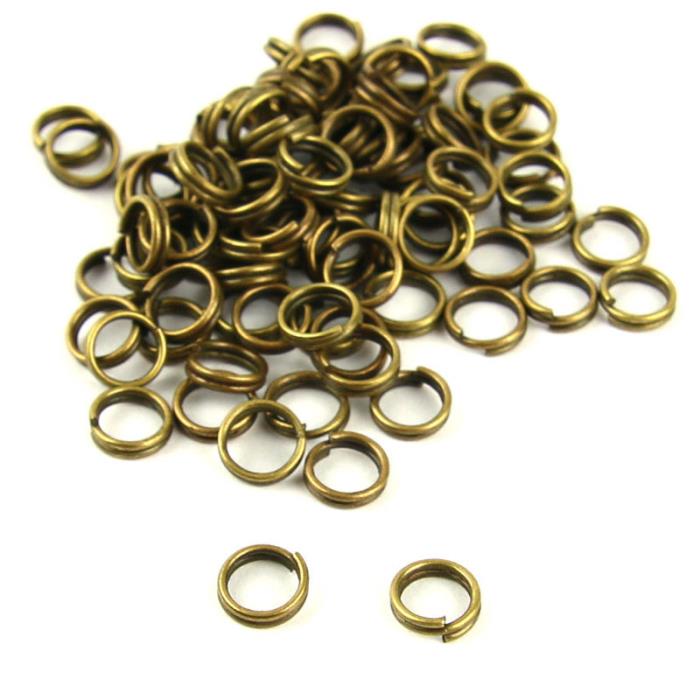 100 Anellini bronzo doppio giro - 6mm