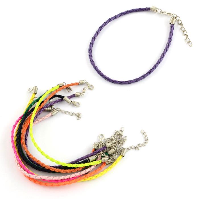 4 bracciali pronti in simil cuoio intrecciato - Colore: MISTO