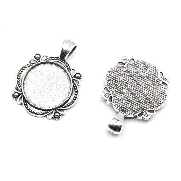 2 Basi Per Cabochon 20mm - Mod.c9a - Finitura Anticata