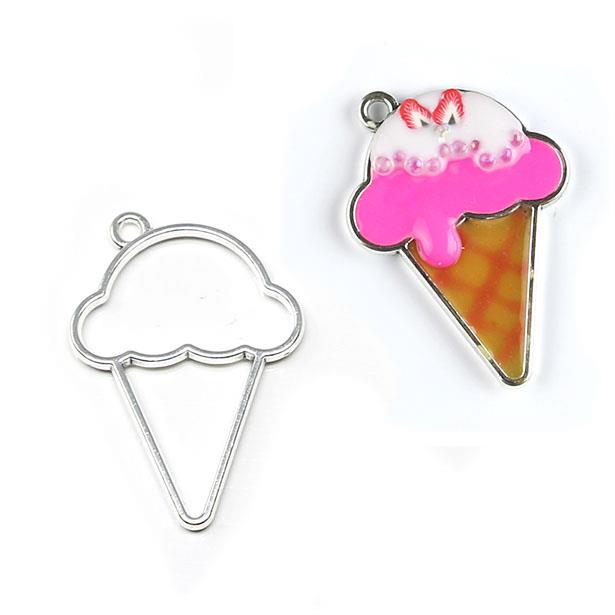 Charm Bezel - Cono Gelato - Colore: Argento