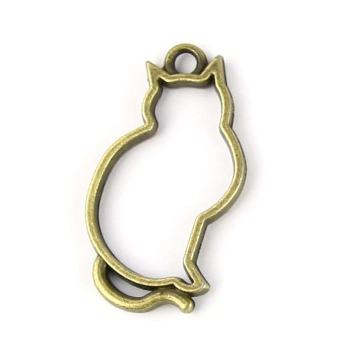 Charm Bezel - Gatto - Colore: Bronzo