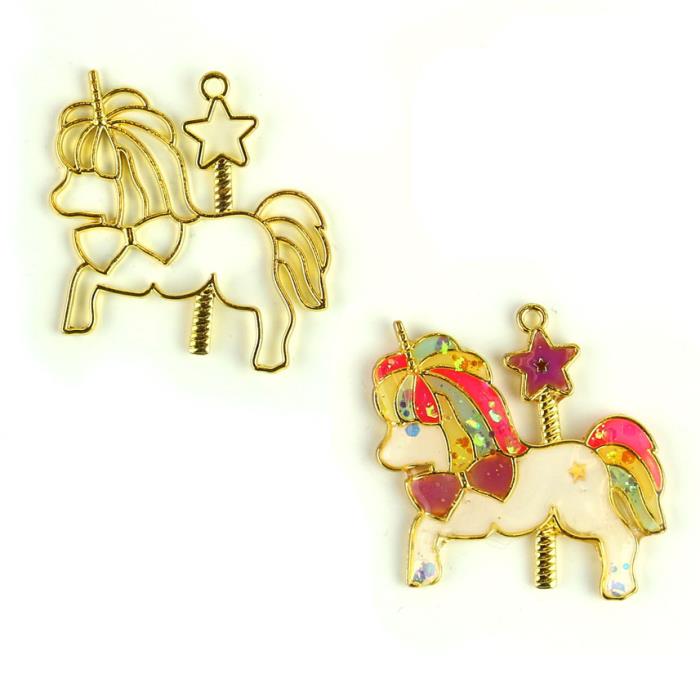 Charm Bezel - Unicorno giostra - Colore: Dorato