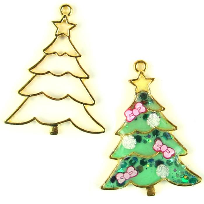 Charm Bezel - Albero di natale - Colore: Dorato