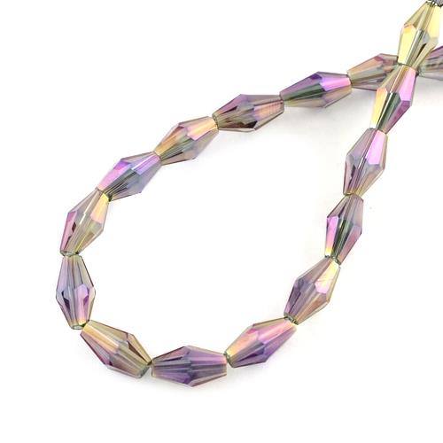 25 Perle vetro ovali sfacettate tras - colore: VIOLA con riflessi BLU 