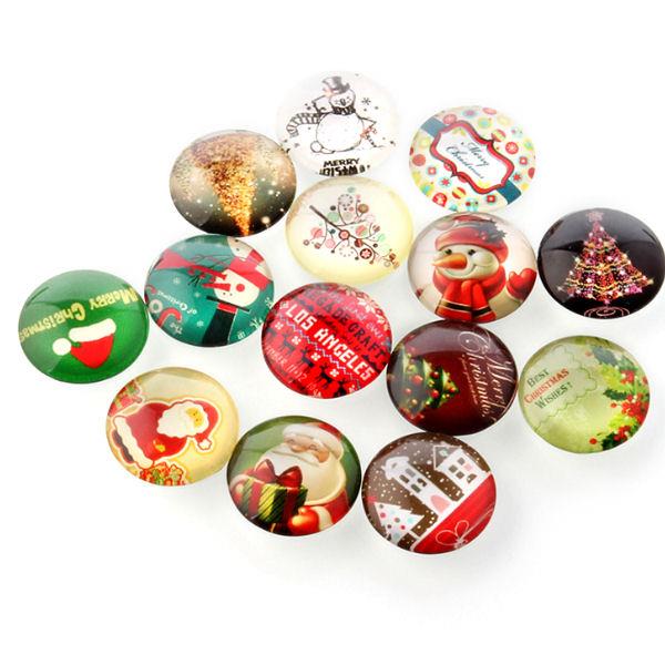 2 paia di cabochon tondi con stampa da 12mm - Mod. Natale