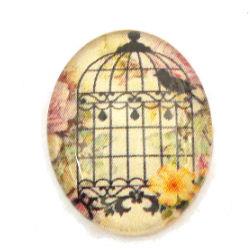 Cabochon 18x25mm con stampa - BirdCage - Mod. 02