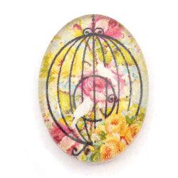 Cabochon 18x25mm con stampa - BirdCage - Mod. 03