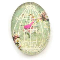 Cabochon 18x25mm con stampa - BirdCage - Mod. 04