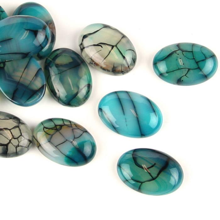 Cabochon 18x25mm Pietra Naturale - Mod. 1 Turchese con venature nere