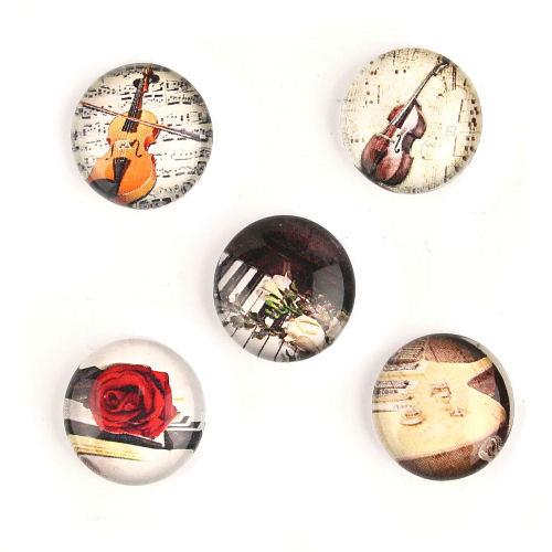 5 Cabochon 20mm con stampa - Musica - Mod. MX1