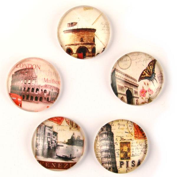 5 Cabochon 25mm con stampa - Città - Mod. MX1