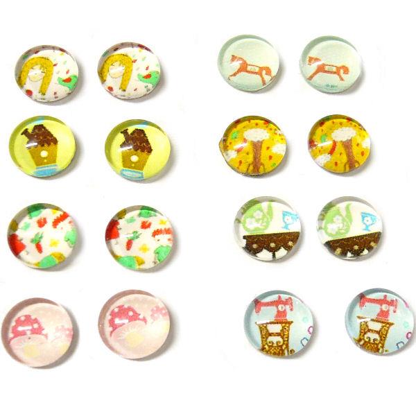 10 Cabochon tondi - 8mm - Decorati Mix 2