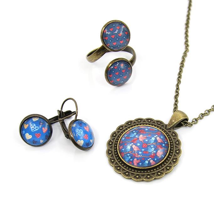 Set parure 5 Cabochon 12-20mm con stampa - Mod. 02