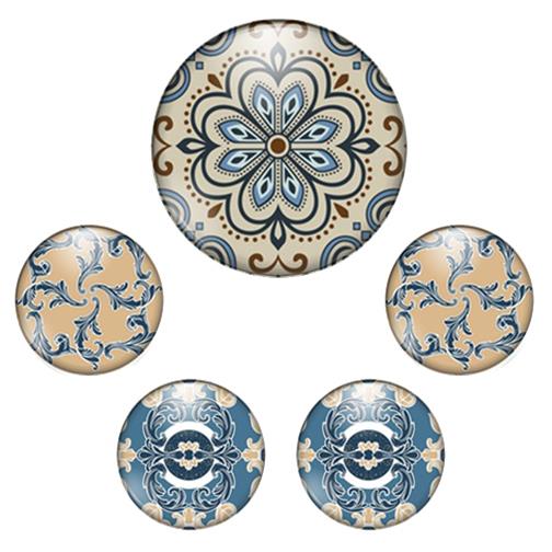 Set parure 5 Cabochon 12-20mm con stampa - Mod. 04