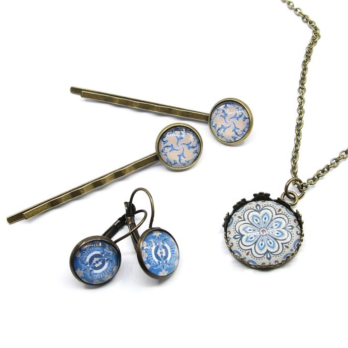 Set parure 5 Cabochon 12-20mm con stampa - Mod. 04