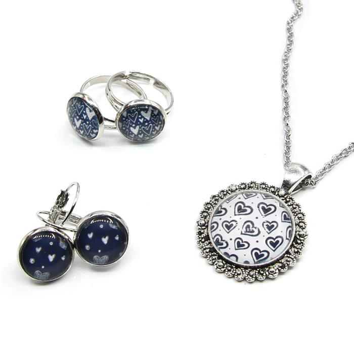 Set parure 5 Cabochon 12-20mm con stampa - Mod. 05