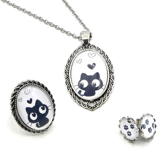 Set parure 4 Cabochon 12-20x30mm con stampa - Mod. 09