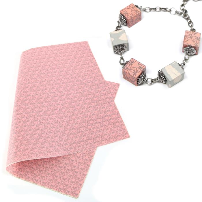 1 Foglio carta decoupage leggera - Mod. 01 - Motivo rosa-grigio