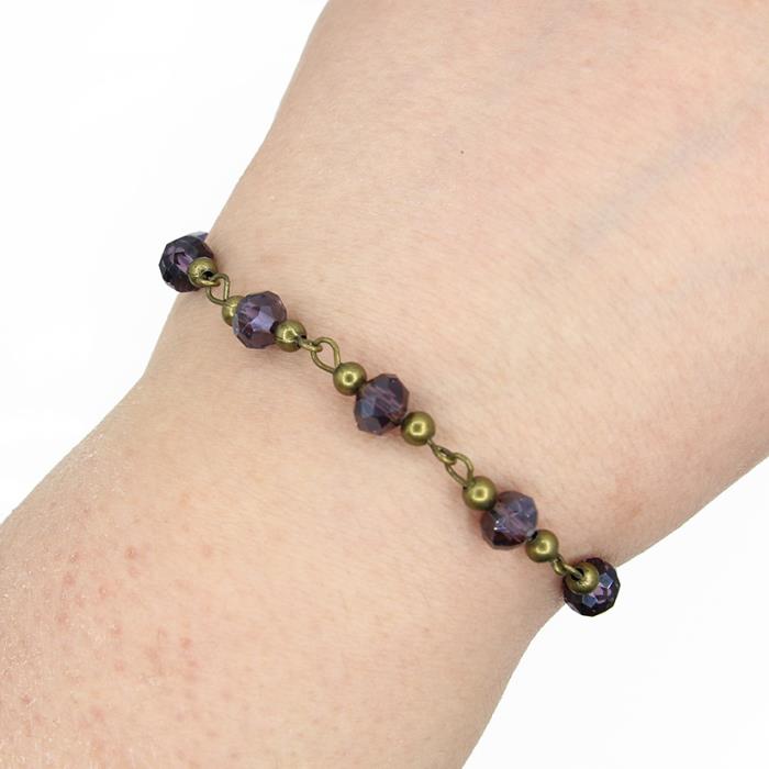 1 metro catena - mod. 13 - Bronzo con mezzi cristalli prugna