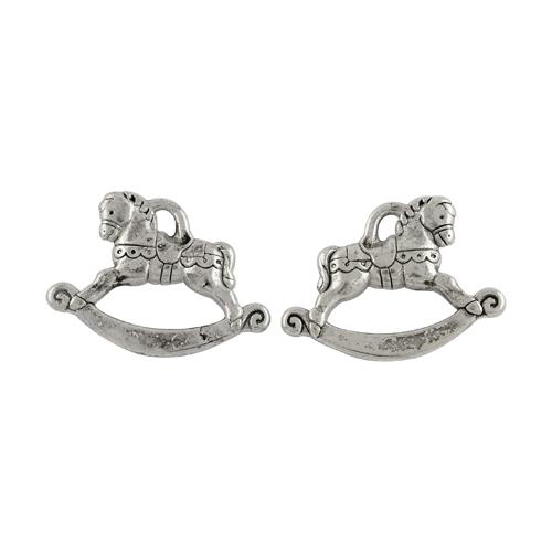 4 Charm argentati cavallo a dondolo