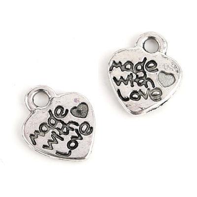 10 Charm cuore made with love