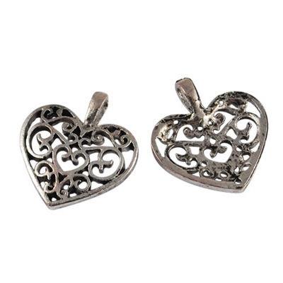 8 Charm cuore traforato argento