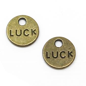 10 Charm cerchio bronzo "luck"