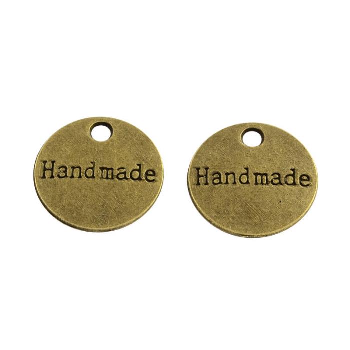 8 Charm cerchio bronzo "Handmade"