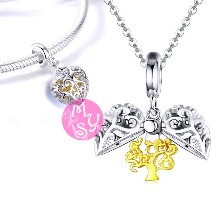 Charm grande in Argento 925  - Modello 78 - Cuore con albero della vita