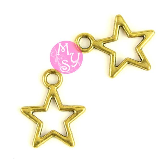 10 Charm stella vuota dorati