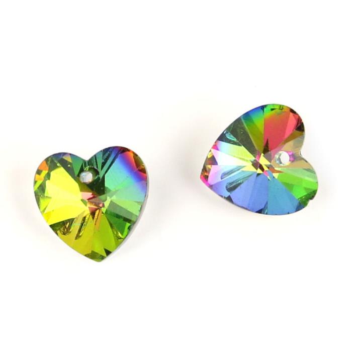4 Perle a cuore mezzo cristallo - colore: ARCOBALENO