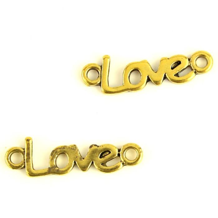 10 Connettori dorati scritta Love