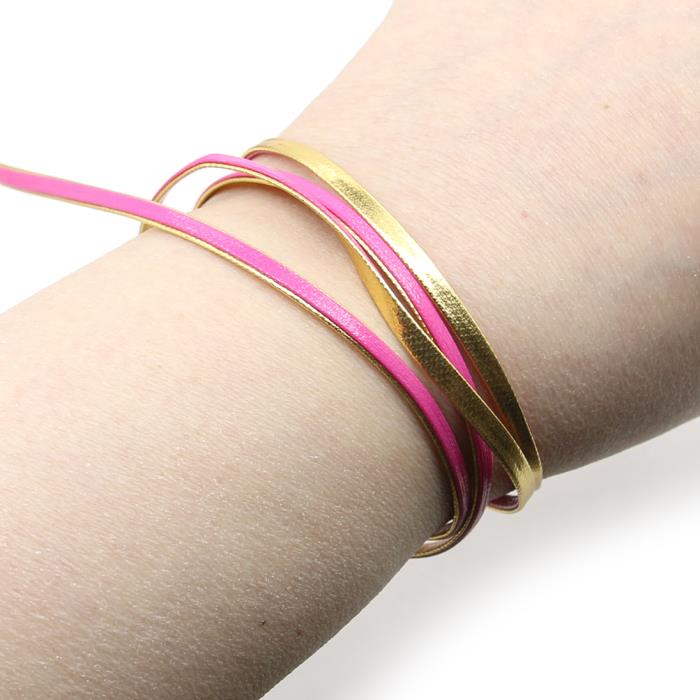 1 metro cordino simil cuoio 3mm  - Colore: FUCSIA ORO