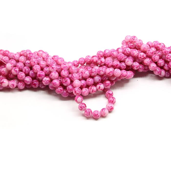 1 filo di perle marmorizzate da 10mm - colore: BIANCO FUCSIA
