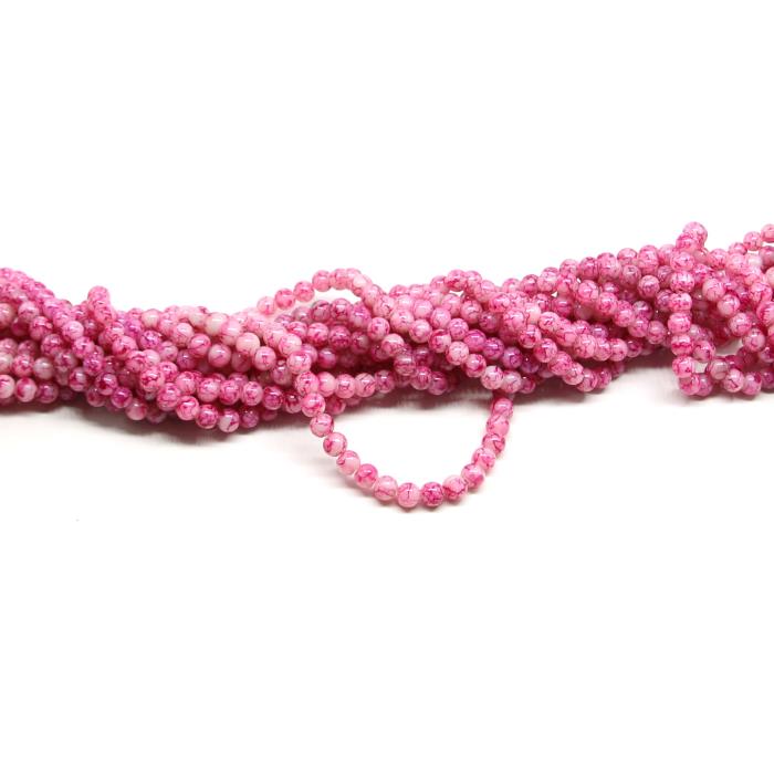 1 filo di perle marmorizzate da 6mm - colore: BIANCO FUCSIA
