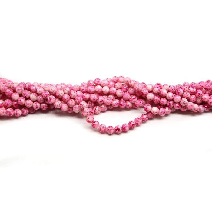 1 filo di perle marmorizzate da 8mm - colore: BIANCO FUCSIA