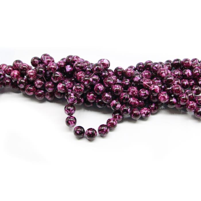 1 filo di perle marmorizzate da 10mm - colore: BIANCO VIOLA