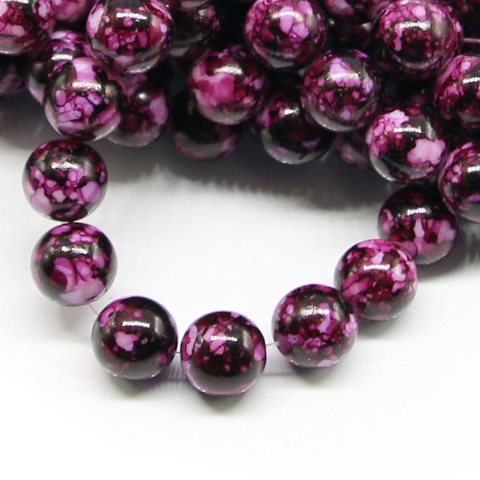 1 filo di perle marmorizzate da 10mm - colore: BIANCO VIOLA