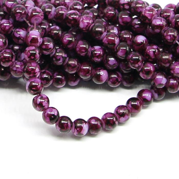 1 filo di perle marmorizzate da 6mm - colore: BIANCO VIOLA