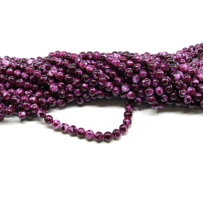 1 filo di perle marmorizzate da 8mm - colore: BIANCO VIOLA