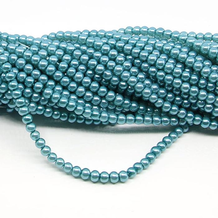 1 filo di perle rinascimento da 4mm - colore: AZZURRO SCURO
