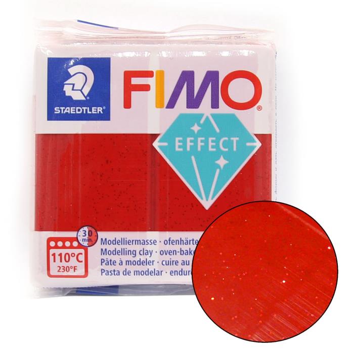 Fimo soft effect 57gr n. 202 - ROSSO GLITTER