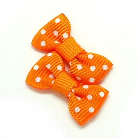 10 Fiocchetti pronti in satin a pois - Colore: ARANCIO