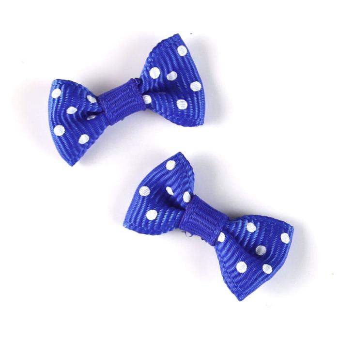 10 Fiocchetti pronti in satin a pois - Colore: BLU