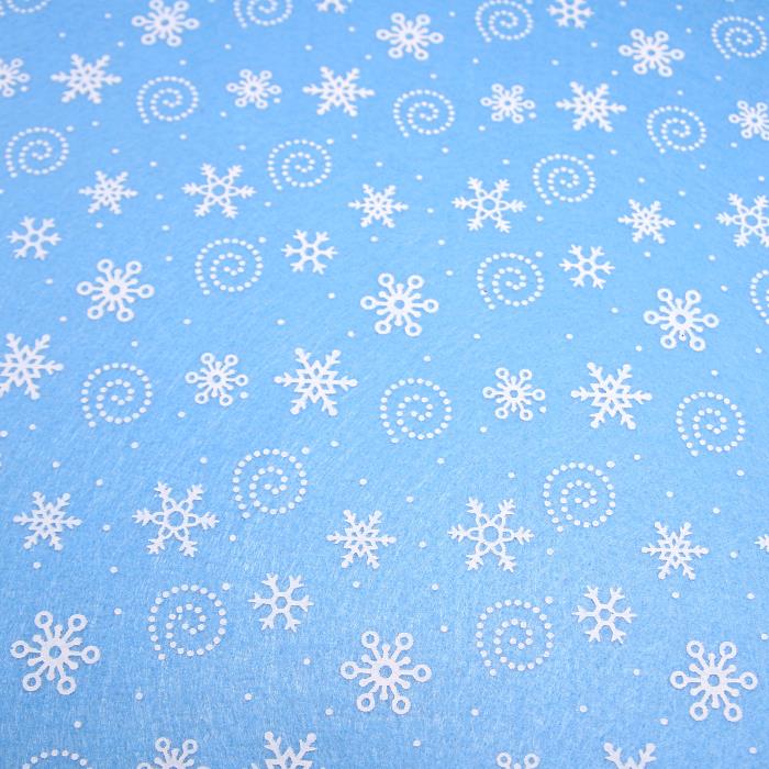 Pannolenci azzurro con stampa neve bianca - 30x30cm