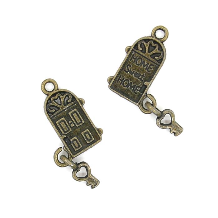 2 Charm bronzo porta con chiave "Home Sweet Home"