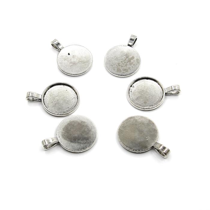 2 Basi Per Cabochon 20mm - Mod.c7a - Finitura Anticata