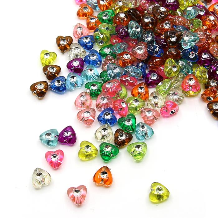 50 Perle cuore trasparente brillantino - colore: MISTO