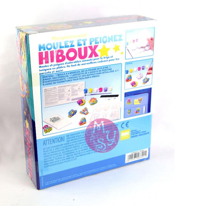 Kit per creare calamite - modello: Gufetti fosforescenti