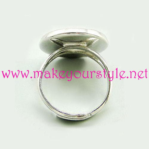 2 Anelli Argento Con Piatto Per Cabochon Tondo 18mm